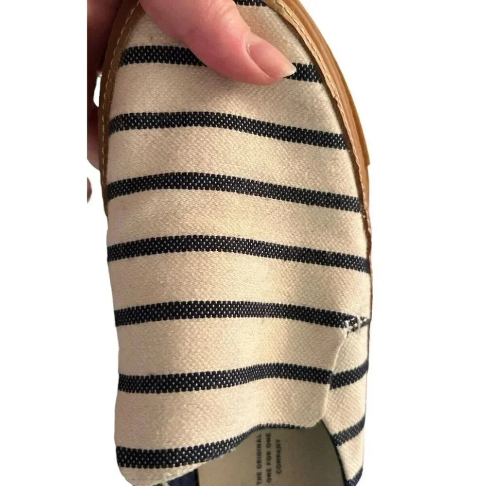 Toms Sunrise Riviera Slip-On Slide On Blue Stripe Size 8.5 Rubber Sole Canvas